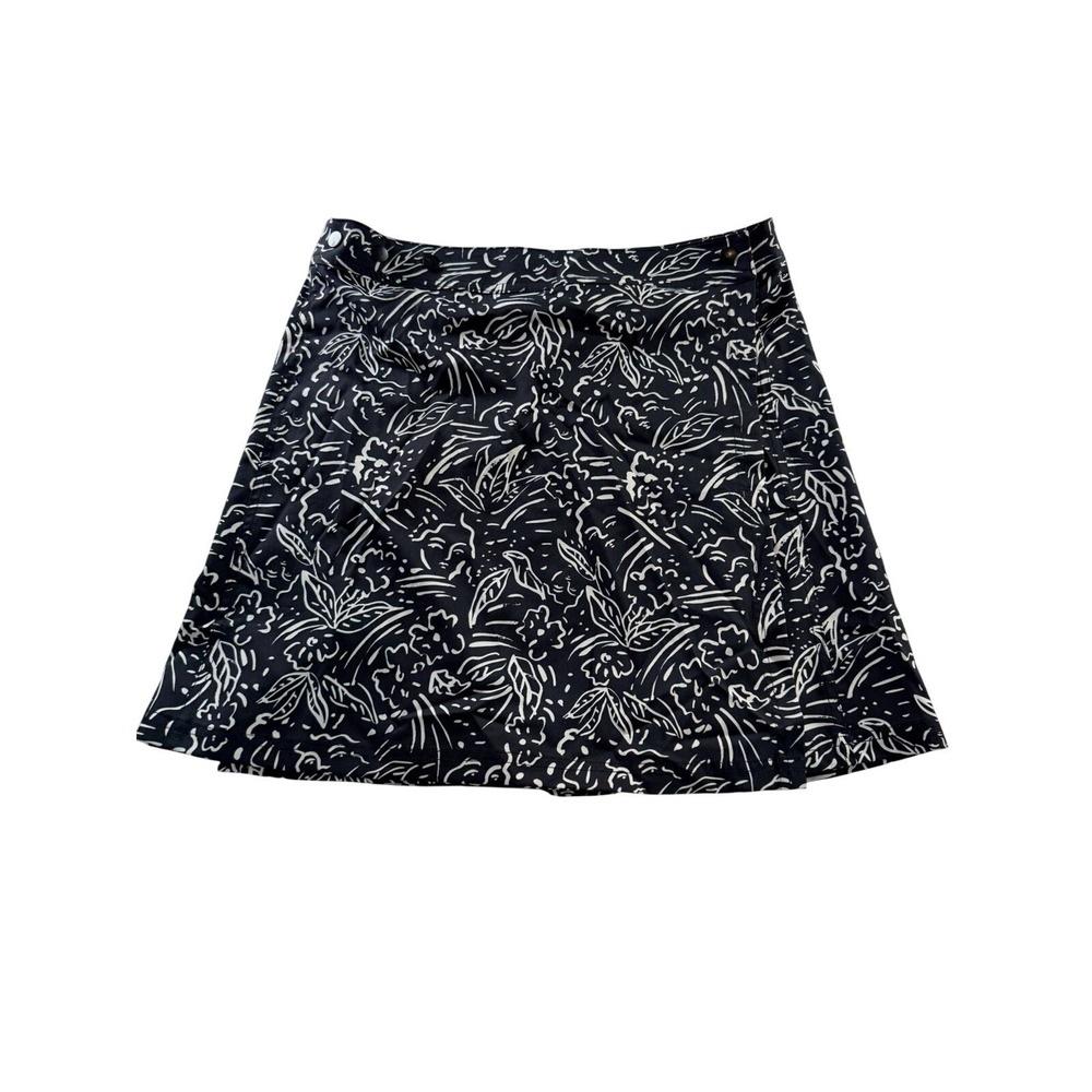 Charles Paige Black White Floral Adjustable Casual Mini Skirt S/M